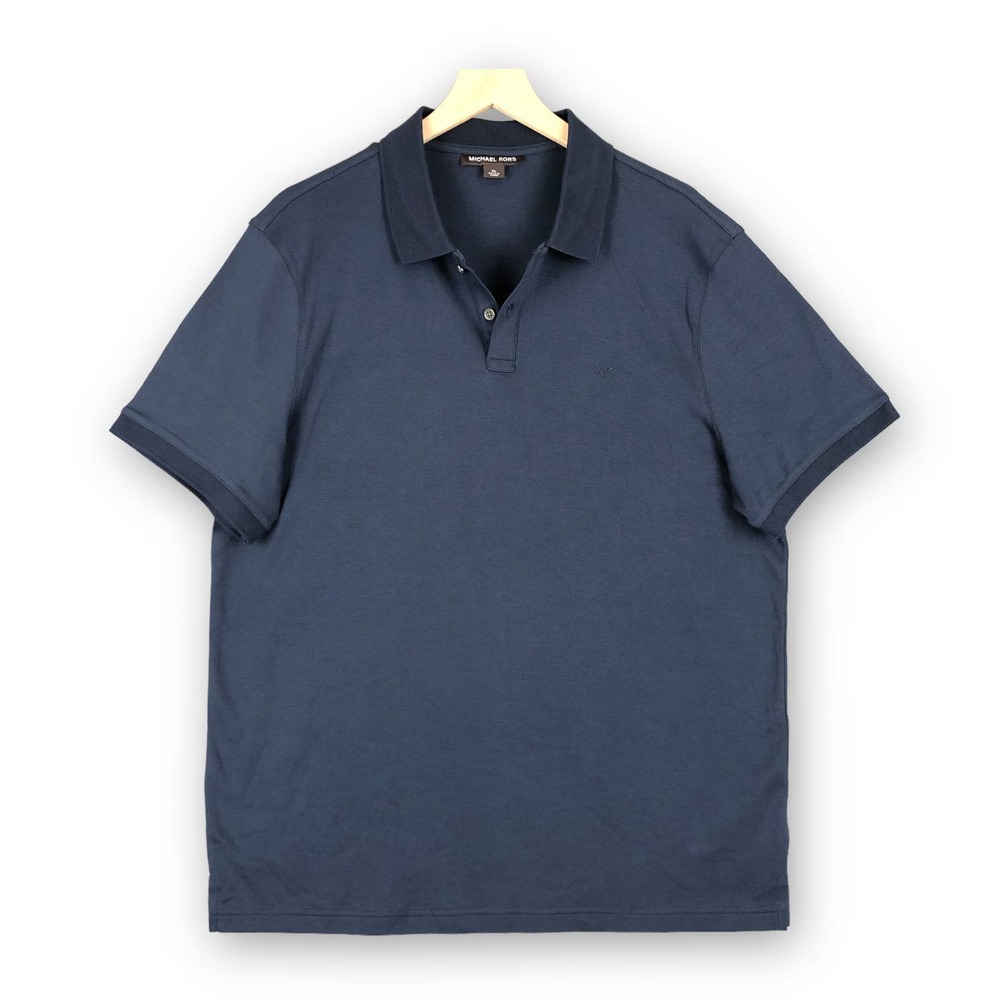 Michael Kors Mens Polo Shirt XL Navy Blue Banded Short Sleeve Super Soft XLarge